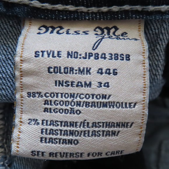 Miss Me Jeans Womens Blue Signature Slim Bootcut Embellished Denim Western sz 28 - Picture 6 of 12